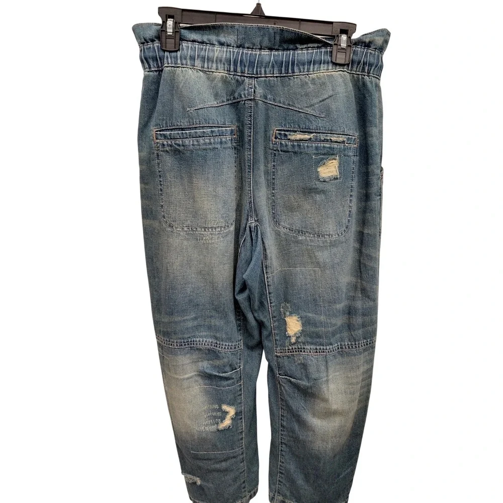 We The Free Free People In My Time Denim Cargo Jeans Distressed Blue XS
